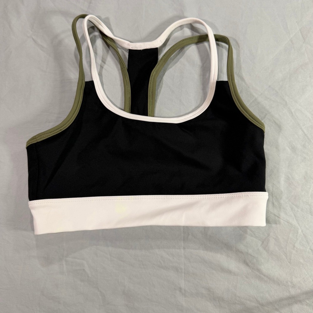 Viella Dance Collection Kids Sports Bra Black White Olive Colorblock Size‎ M